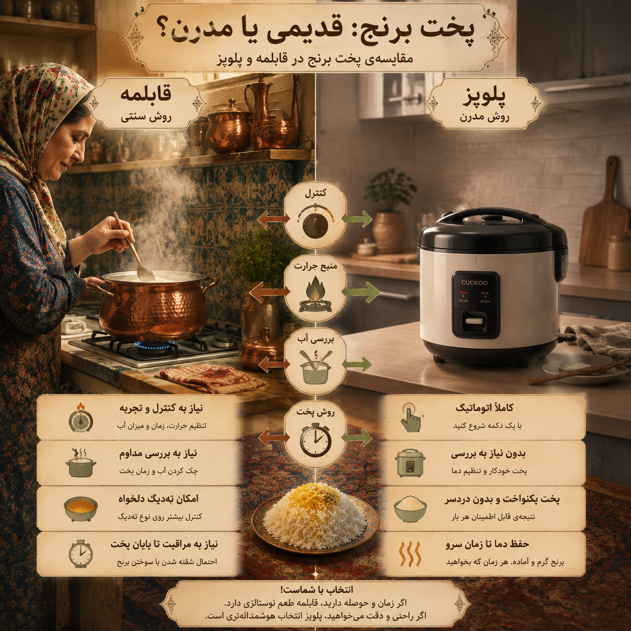 پخت برنج در پلوپز چه تفاوتی با قابلمه دارد؟ 5 پخت برنج در پلوپز چه تفاوتی با قابلمه دارد؟