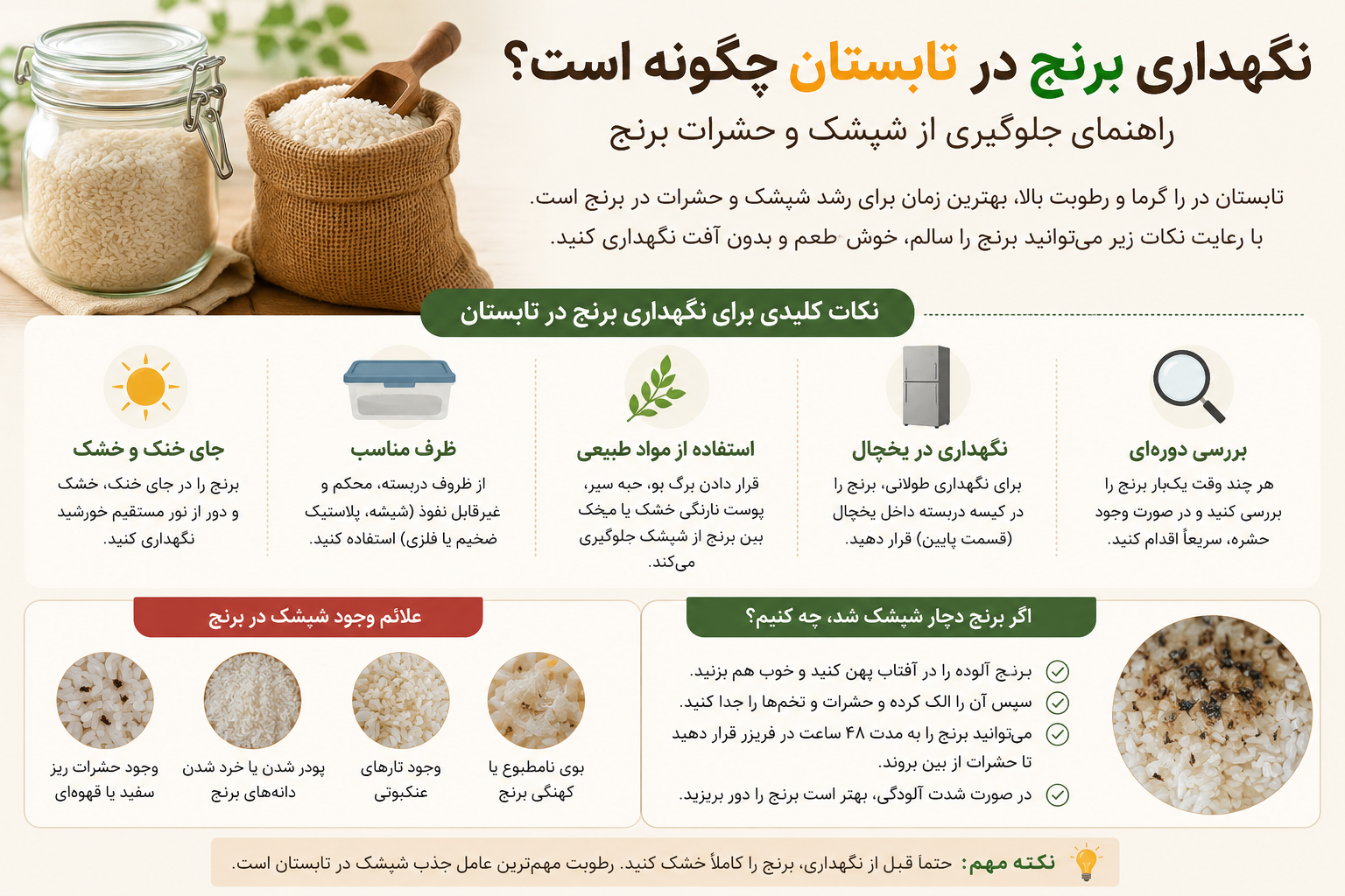 صفحه اصلی 73 نگهداری برنج در تابستان