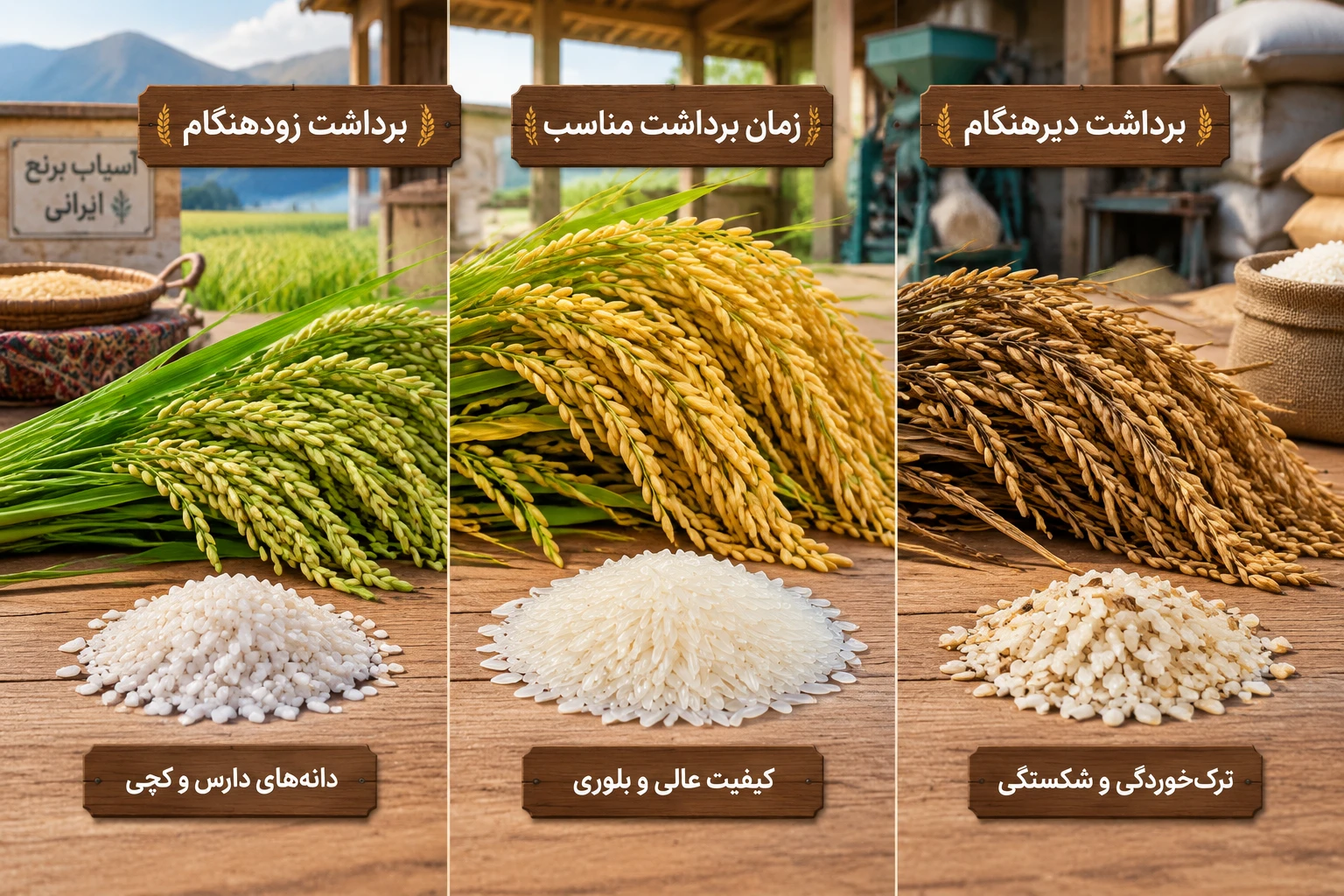 تاثیر زمان برداشت بر کیفیت برنج